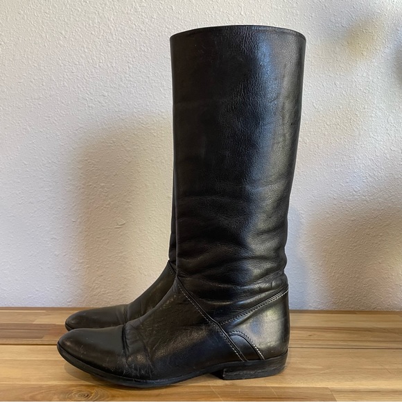 HANA MACKLER Leather Black Boots Size 7 AAA Made in Italy - Picture 5 of 11